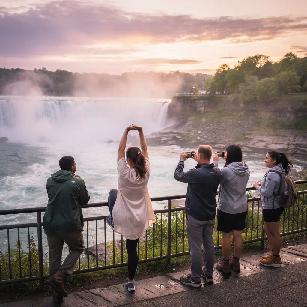 Кораблик, плывущий к Ниагарскому водопаду.