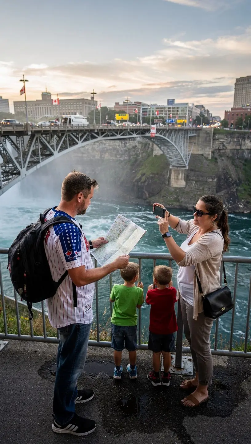 Вид на Ниагарский водопад с обзорной площадки.