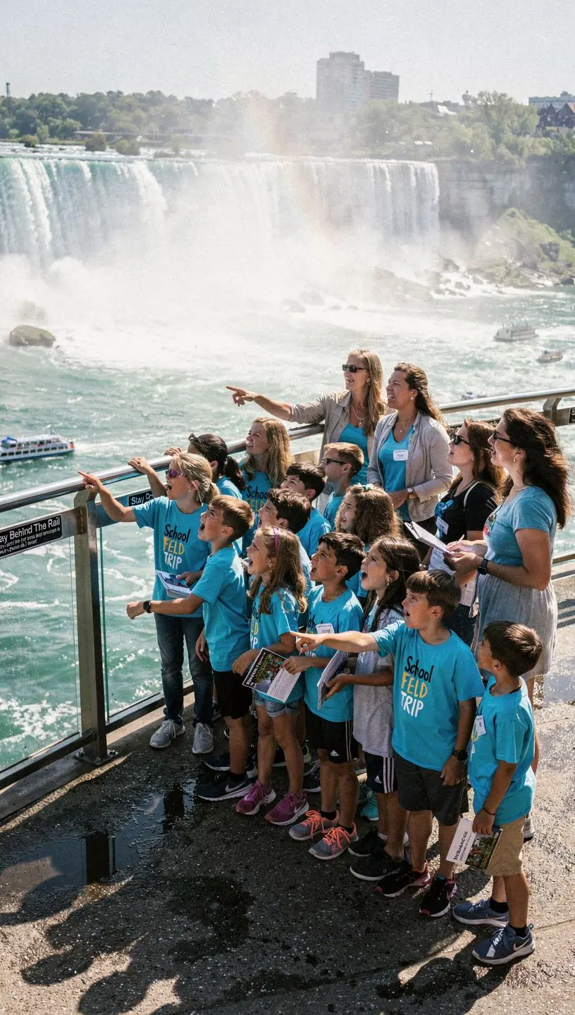 Экскурсия на лодке к Ниагарскому водопаду с захватывающим видом на мощный поток воды.