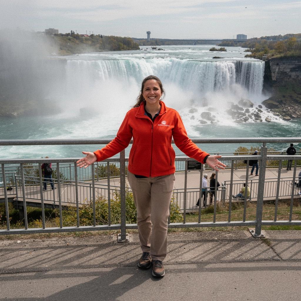 Обзорная площадка с панорамным видом на Ниагарские водопады.